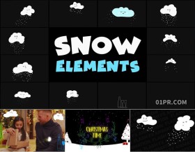 Pr图形模板 12组卡通手绘冬天雪云动画元素 Pr素材
